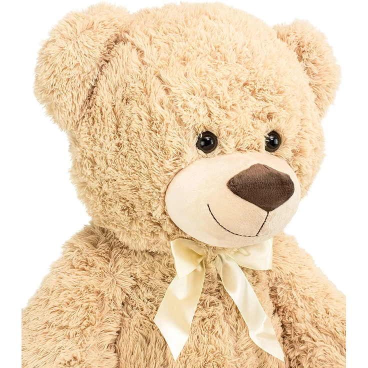 Teddybär mit Schleife 100 cm groß Stofftier Plüschtier Kuscheltier Hellbraun – Bild 4