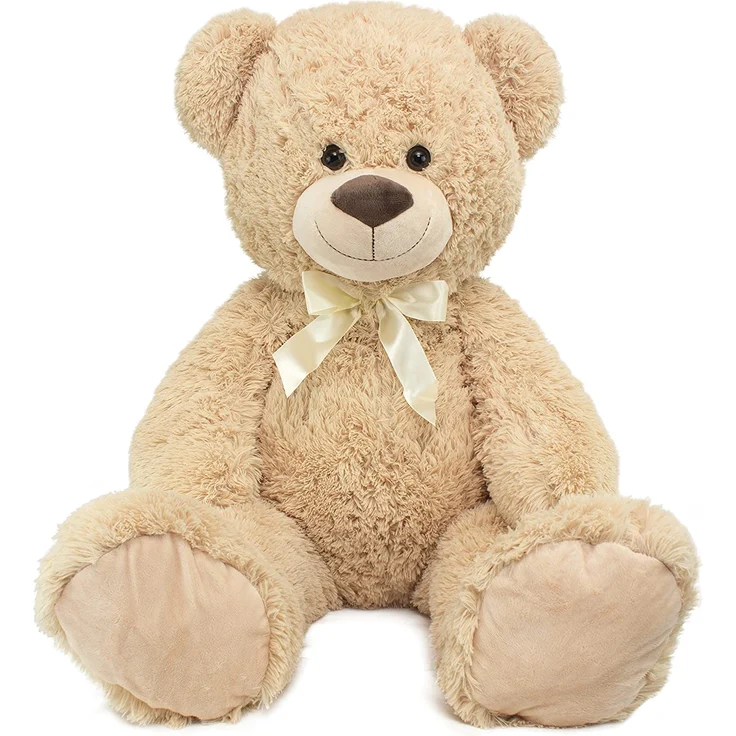 Teddybär mit Schleife 100 cm groß Stofftier Plüschtier Kuscheltier Hellbraun – Bild 9