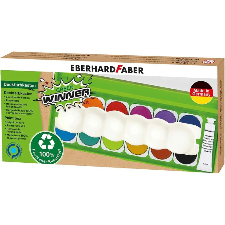 Eberhardt Faber Deckfarbkasten 12 auswechselbare Farben mit transparenter Deckel