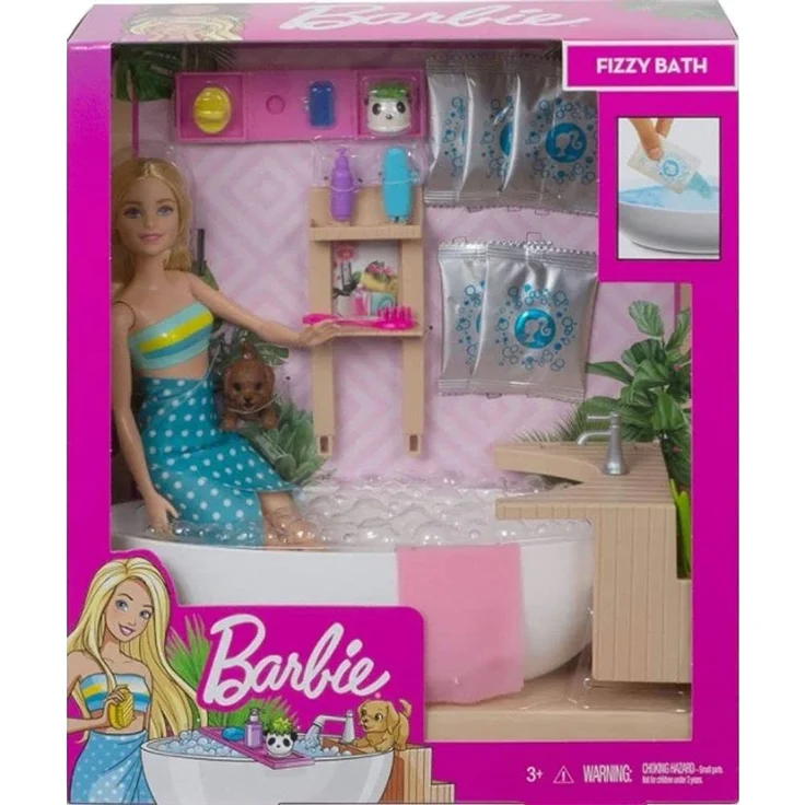 Barbie GJN32 - Wellness Sprudelbad Puppe (blond) und Spielset, mit Badewanne, Hündchen und weiteren Zuebhörteilen, Spielzeug ab 3 Jahren – Bild 11