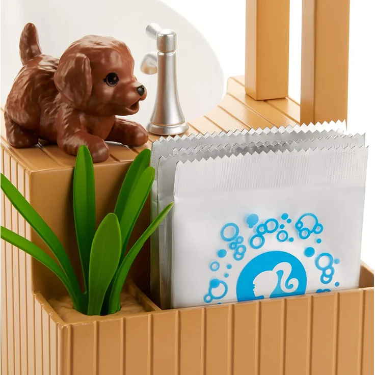 Barbie GJN32 - Wellness Sprudelbad Puppe (blond) und Spielset, mit Badewanne, Hündchen und weiteren Zuebhörteilen, Spielzeug ab 3 Jahren – Bild 13