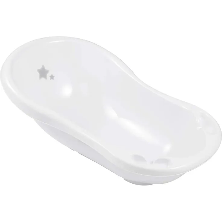 keeeper Babybadewanne mit Stöpsel, Sterne Weiß, Ab 0 bis ca. 12 Monate, 84 cm lang, ergonomisch