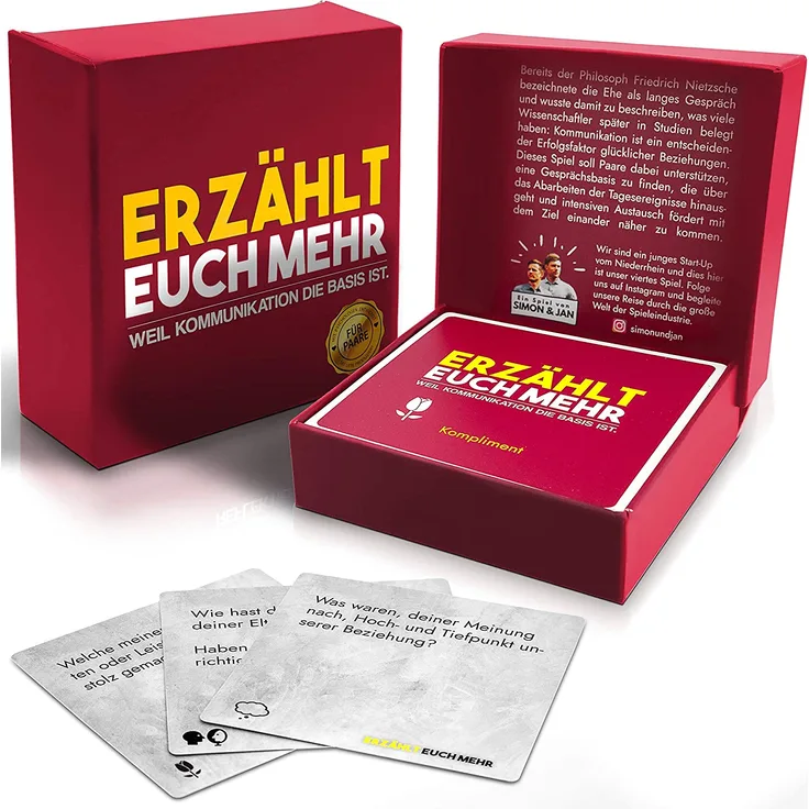 Erzählt euch mehr (für Paare) Gesellschaftsspiel für 2 Personen- Spiel für mehr Achtsamkeit und Reflexion in eurer Beziehung - tolle Geschenkidee für Verliebte - Kartenspiel