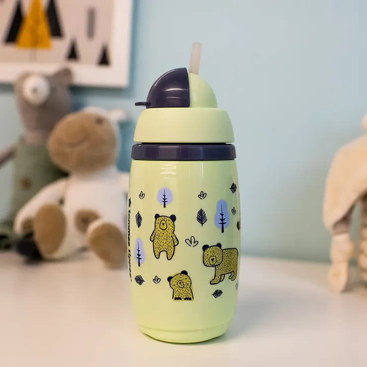 Tommee Tippee Superstar Isolierter Strohhalmbecher, 100% Auslauf- und Schüttelsichere INTELLIVALE-Technologie, Antibakterieller BACSHIELD-Technologie, 12 M. +, 266ml, 1 Stk, Grau – Bild 7