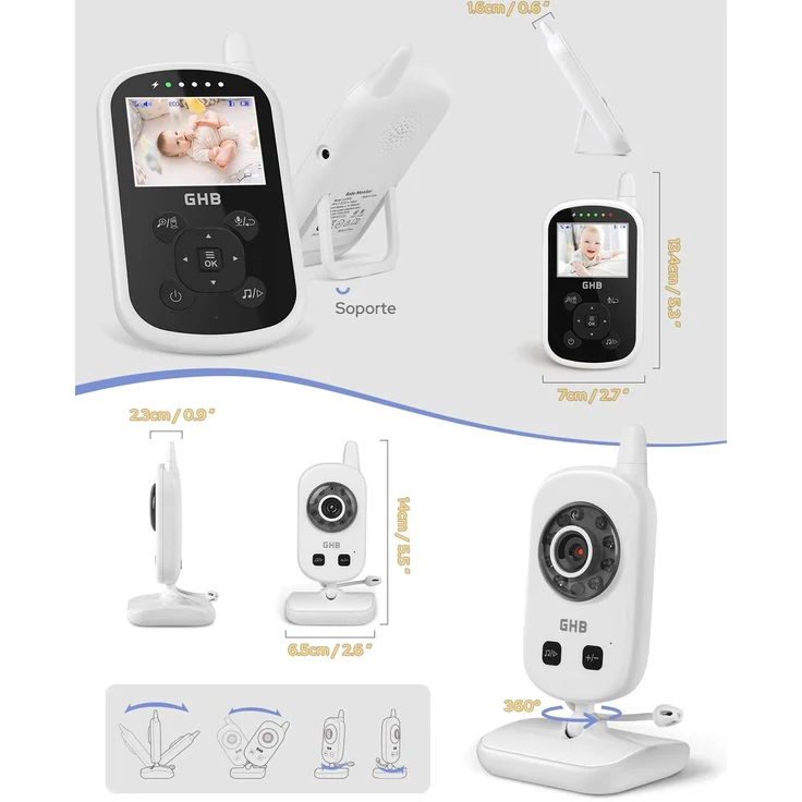 GHB Baby Monitor Babyphone mit LCD Bildschirm Schwarz – Bild 7