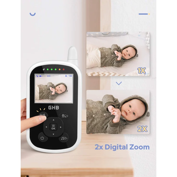 GHB Baby Monitor Babyphone mit LCD Bildschirm Schwarz – Bild 4