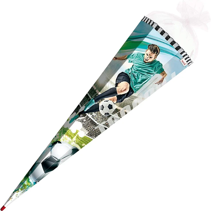ROTH Schultüte groß Fußball-Star 85 cm - 6-eckig Rot(h)-Spitze Tüllverschluss - Zuckertüte – Bild 3