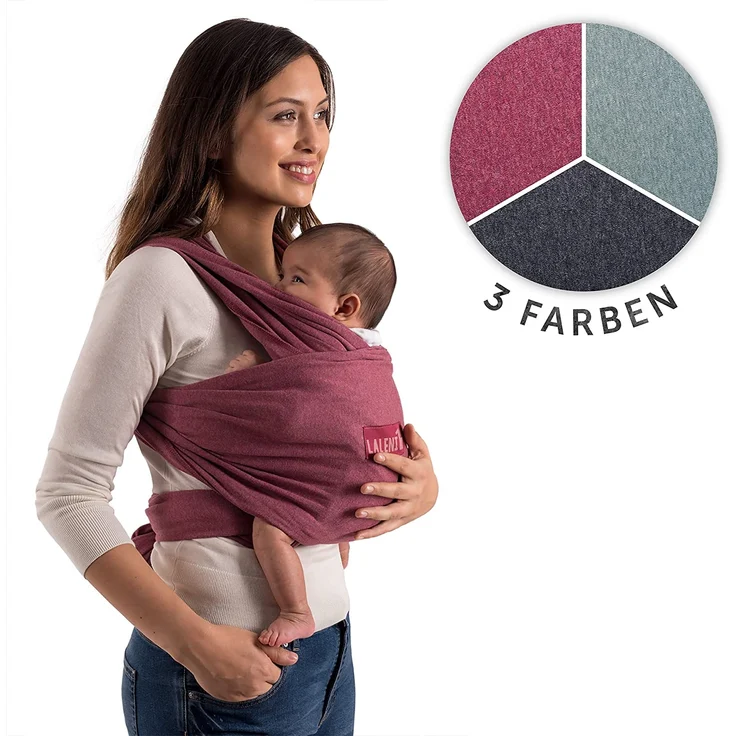 Laleni Tragetuch Baby Neugeborene aus 100% Bio-Baumwolle - Babytragetuch bis 15 kg mit ergonomischer Passform, Einfach Anzuziehen für Mütter und Väter, Waschmaschinengeeignet, Rot – Bild 2