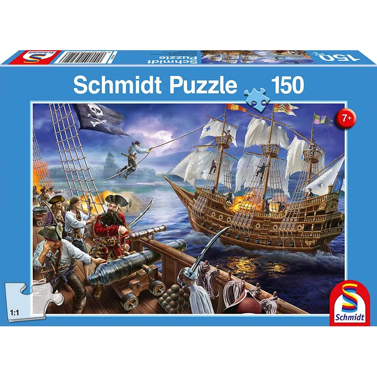 Schmidt Spiele 56252 Abenteuer mit den Piraten, Kinderpuzzle, 150 Teile, blau