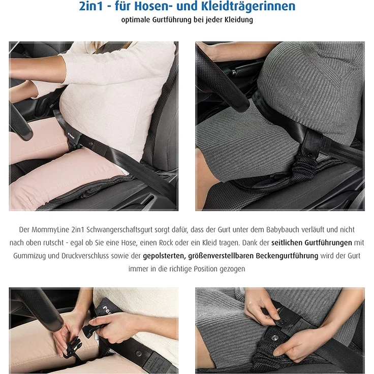 reer - Schwangerschaftsgurt fürs Auto, Schutz für das ungeborene Baby und die Schwangere, 2in1 Sicherheitsgurt für Hosen und Röcke – Bild 5