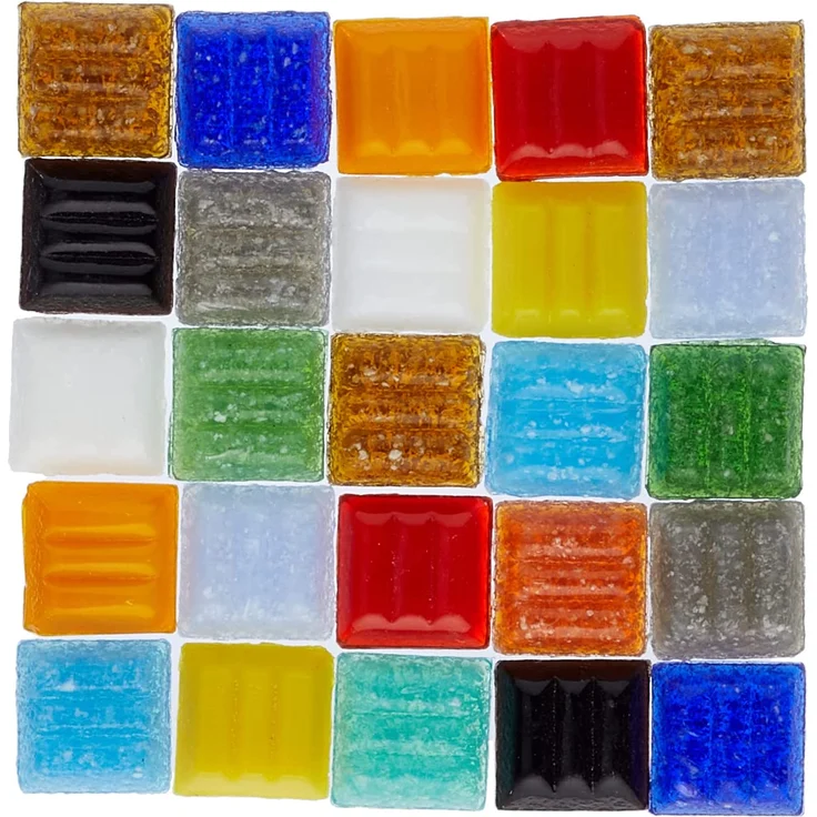 Rayher Glas Mosaiksteine, Bunt gemischt, Eimer 1kg (ca. 1300 Stück), 1 x 1 cm – Bild 3