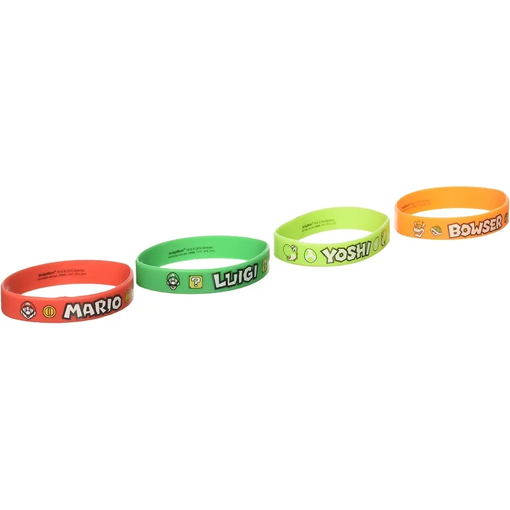 Amscan 396608 Super Mario Gummi-Armbänder 6er pack,farblich sortiert