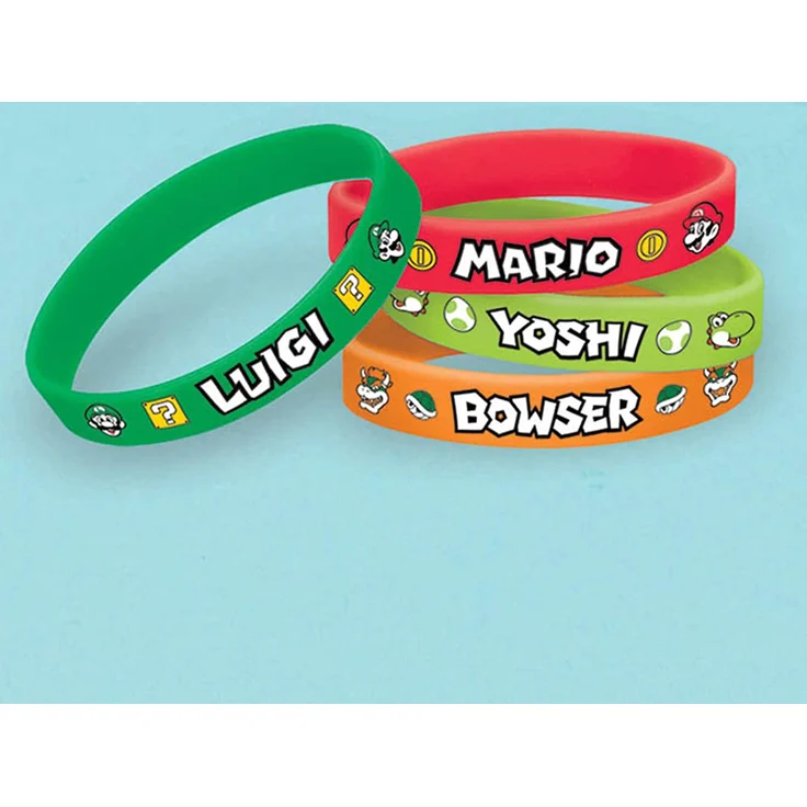 Amscan 396608 Super Mario Gummi-Armbänder 6er pack,farblich sortiert – Bild 2