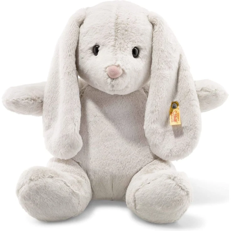 Steiff Hoppie Hase - 38 cm - Plüschhase mit Schlappohren - Kuscheltier für Kinder - Soft Cuddly Friends -beweglich & waschbar - hellgrau (080487) – Bild 1