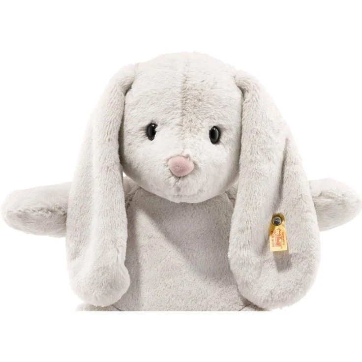 Steiff Hoppie Hase - 38 cm - Plüschhase mit Schlappohren - Kuscheltier für Kinder - Soft Cuddly Friends -beweglich & waschbar - hellgrau (080487) – Bild 6