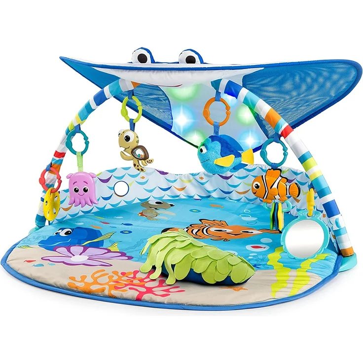 Bright Starts, Disney Baby, Findet Nemo Spieldecke mit Spielbogen, Lichtern und 20+ Minuten Melodien und Musik, Spielmatte mit abnehmbare Spielzeuge, ab der Geburt – Bild 1