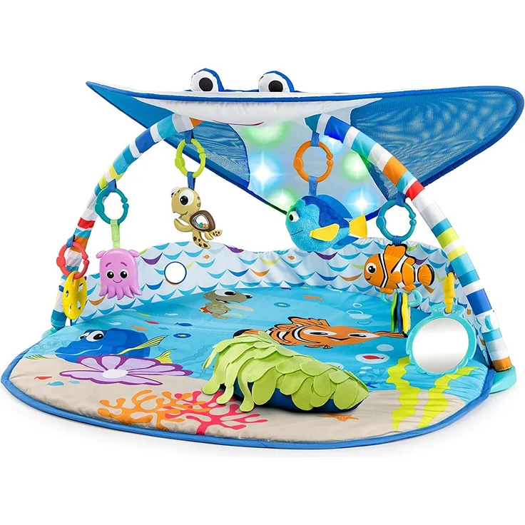 Bright Starts, Disney Baby, Findet Nemo Spieldecke mit Spielbogen, Lichtern und 20+ Minuten Melodien und Musik, Spielmatte mit abnehmbare Spielzeuge, ab der Geburt
