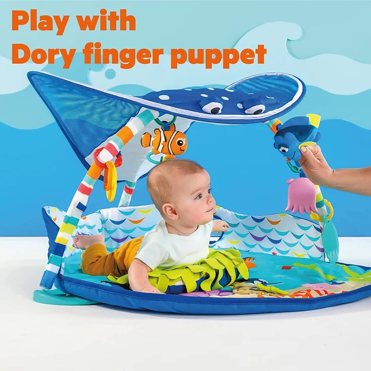 Bright Starts, Disney Baby, Findet Nemo Spieldecke mit Spielbogen, Lichtern und 20+ Minuten Melodien und Musik, Spielmatte mit abnehmbare Spielzeuge, ab der Geburt – Bild 5