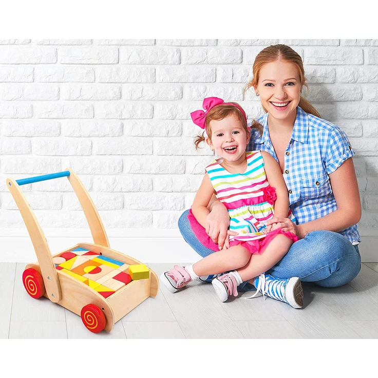 Small foot company small foot 2695 Lauflernwagen Bauklötze aus Holz, Motorikspielzeug für Farb- und Formverständnis, ab 12 Monaten Spielzeug, Rot – Bild 3