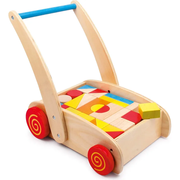 Small foot company small foot 2695 Lauflernwagen Bauklötze aus Holz, Motorikspielzeug für Farb- und Formverständnis, ab 12 Monaten Spielzeug, Rot