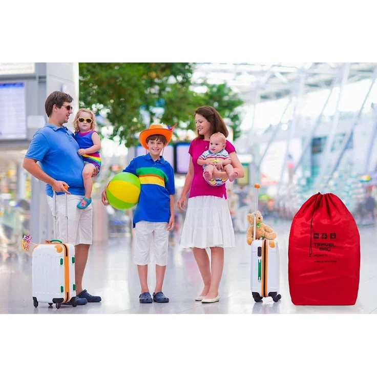 Rote Reisetasche für Kinderwagen Größe zu 100x60x40 cm Transporttasche Buggy Tragetasche Faltbar als Rucksack perfekt am Flughafen beim Einchecken Bahnhof Autofahrten [085] – Bild 7