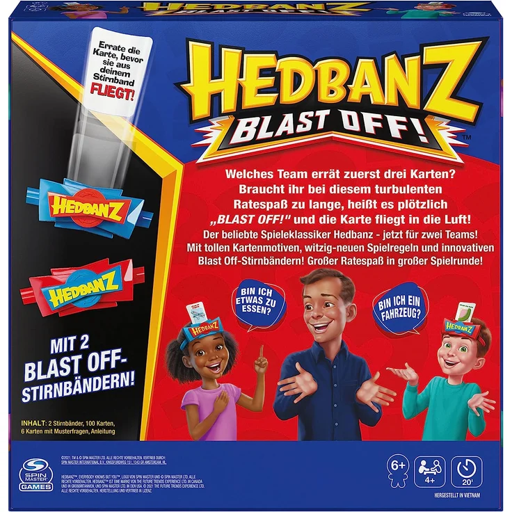 Spin Master Games - Hedbanz - Blast Off, Familien-Ratespiel mit fliegenden Karten - für 2 Teams bzw. 4 und mehr Spieler ab 6 Jahren (deutsche Version) – Bild 7