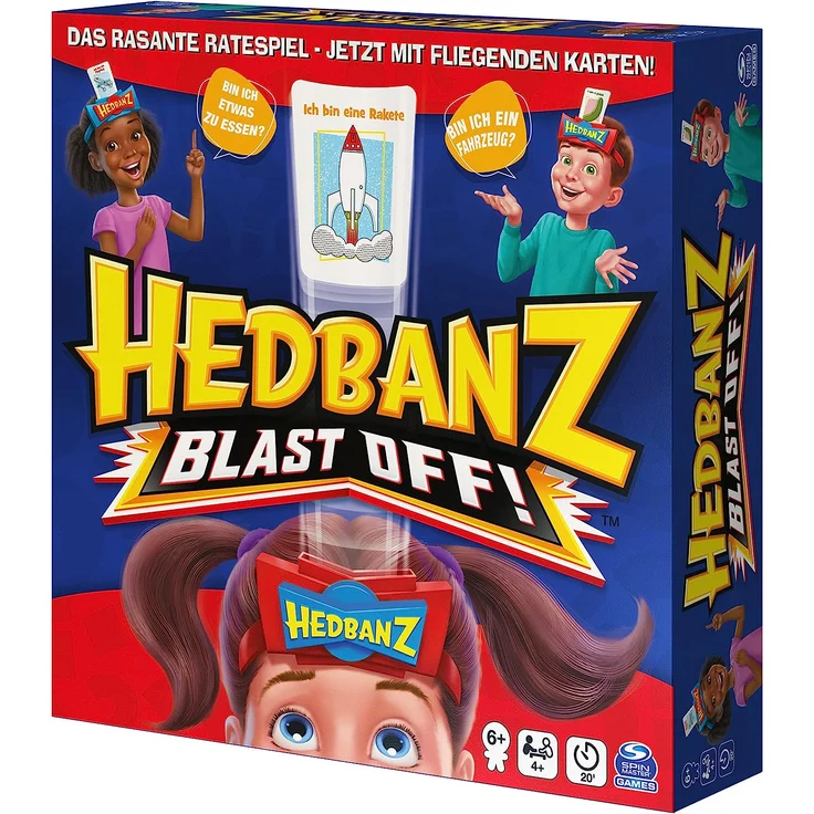 Spin Master Games - Hedbanz - Blast Off, Familien-Ratespiel mit fliegenden Karten - für 2 Teams bzw. 4 und mehr Spieler ab 6 Jahren (deutsche Version) – Bild 8