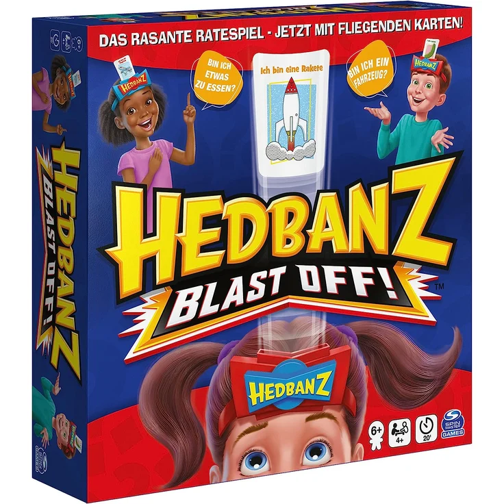 Spin Master Games - Hedbanz - Blast Off, Familien-Ratespiel mit fliegenden Karten - für 2 Teams bzw. 4 und mehr Spieler ab 6 Jahren (deutsche Version) – Bild 9