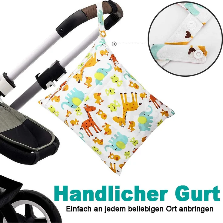 Bynsaer Wetbag Stoffwindeln, Nasstasche Stoffwindeln, 2 Stücke Baby Nasse und Trocken Wickeltasche, Wiederverwendbar, Waschbar Organizer Beutel (Farbe 03) – Bild 6