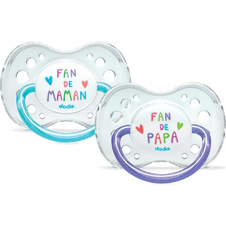 Dodie - Lot von 2 Schnullern Fan von Papa / Mama +18 Monate