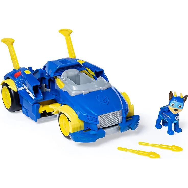 PAW Patrol 6053687 - Mighty Pups Super Paws - Chases verwandlungsfähiges Powered Up Fahrzeug mit Figur