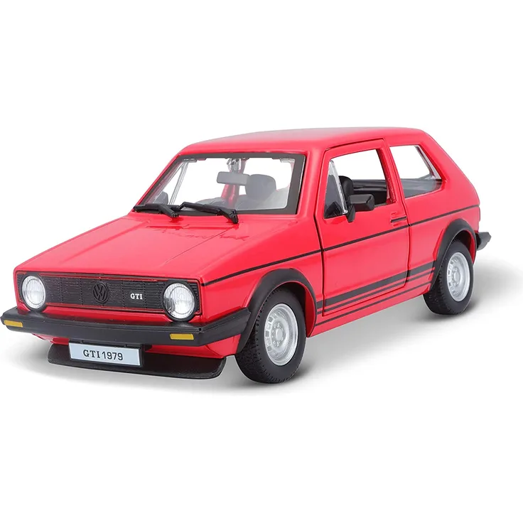 Bburago VW Golf 1 GTI (1979): Modellauto im Maßstab 1:24, Türen zum Öffnen, 19 cm, rot (18-21089R)