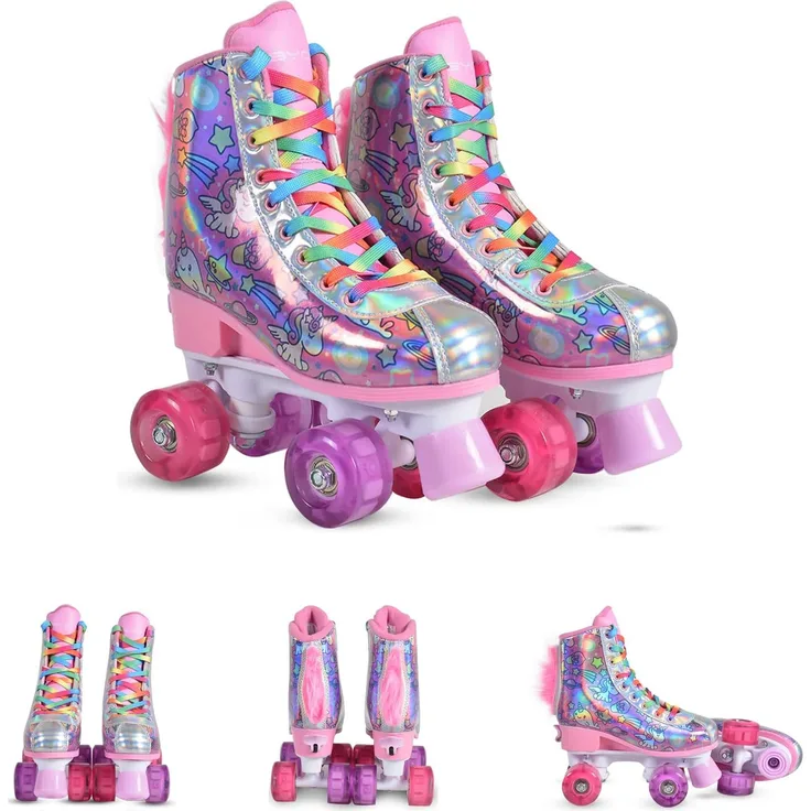 Byox Rollschuhe Einhorn, PU-Räder beleuchtet, ABEC-5 Lager, Gr. 31-34