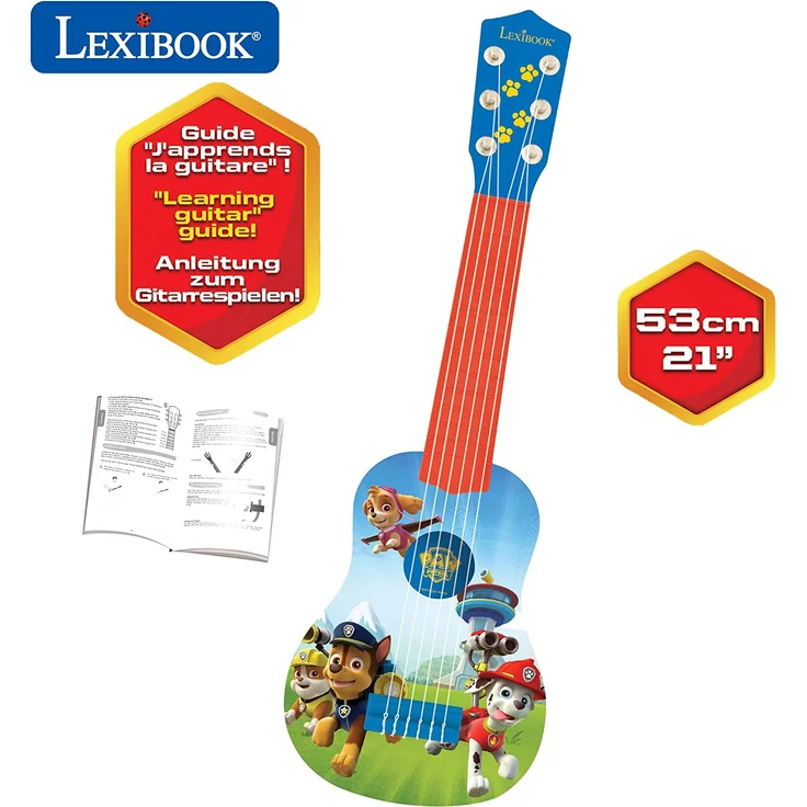 Lexibook K200PA PAW Patrol Helfer auf vier Pfoten Chase Gitarre, 6 echte Nylon Saiten, Groß für die Kleinen Fingern, Blau/ Orange – Bild 1