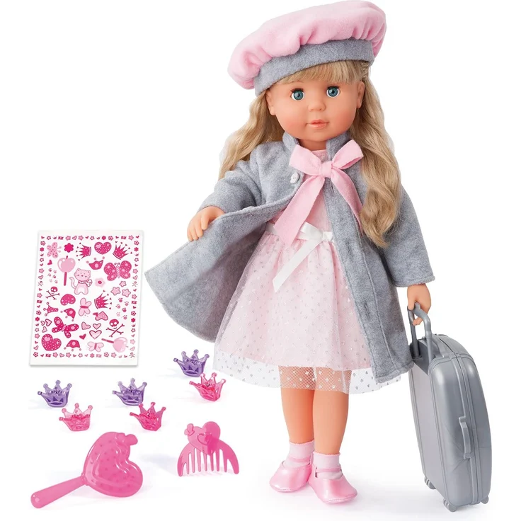 Bayer Design 94635AX Funktionspuppe Charlene mit Haaren und Schlafaugen-spricht und singt 90 Sätze, 2 Gedichte und 8 Lieder, 46cm, rosa, grau – Bild 1