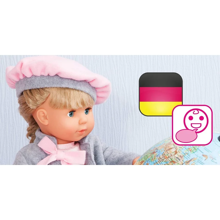 Bayer Design 94635AX Funktionspuppe Charlene mit Haaren und Schlafaugen-spricht und singt 90 Sätze, 2 Gedichte und 8 Lieder, 46cm, rosa, grau – Bild 4