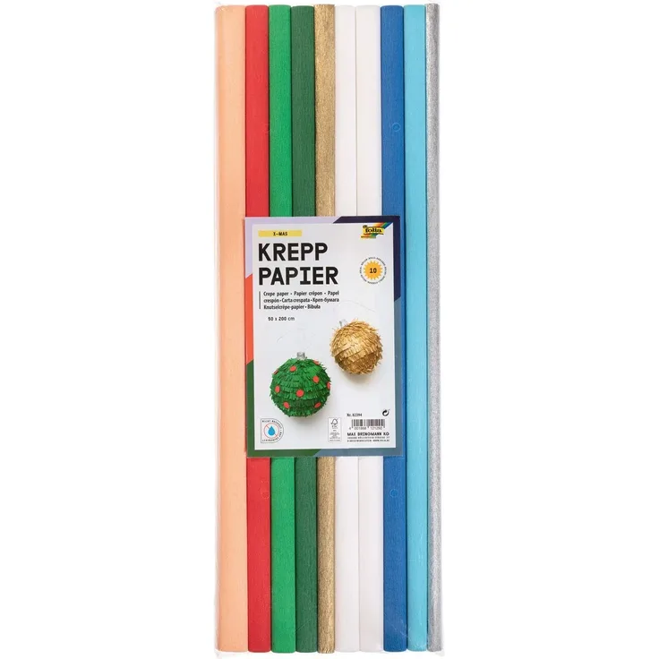 folia Krepppapier-Rollen X-MAS, 500 mm x 2 m, sortiert