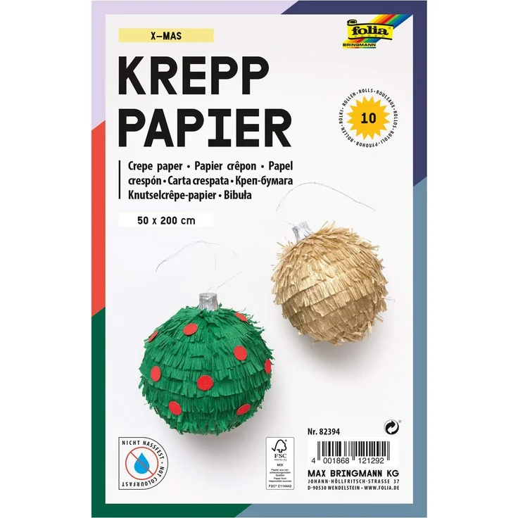 folia Krepppapier-Rollen X-MAS, 500 mm x 2 m, sortiert – Bild 2
