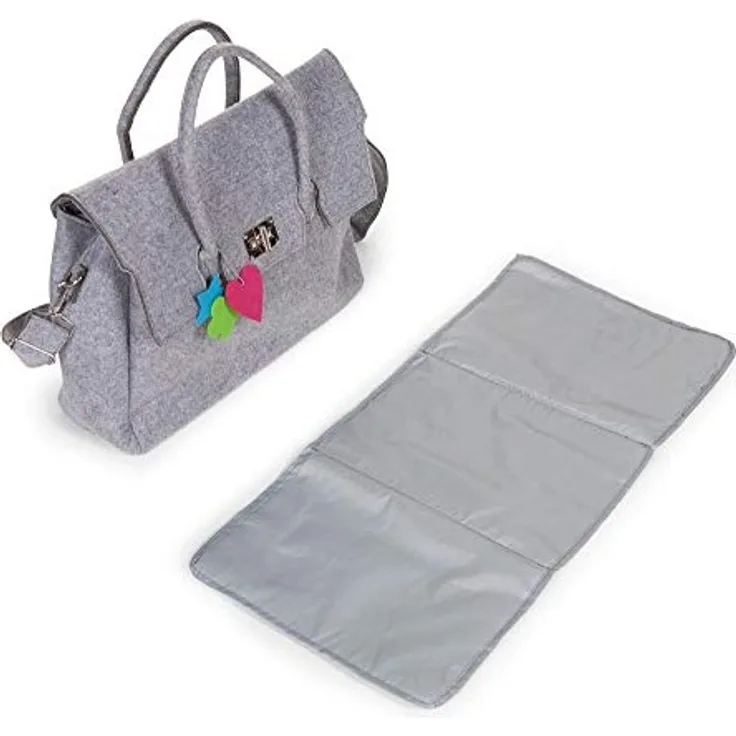 CHILDHOME Filz Wickeltasche Grau mit Wickelmatte CCFNB