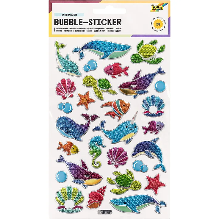 Bubble-Sticker UNDER WATER 28-teilig in bunt