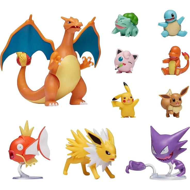 Pokémon Ultimative Deluxe Multi 10-Pack Figuren, Glurak, Karpador,Alpollo, Evoli,Glumanda, Schiggy,Pikachu,Bisasam,Pummeluff,Blitza,Offizielle Pokemon – Bild 1