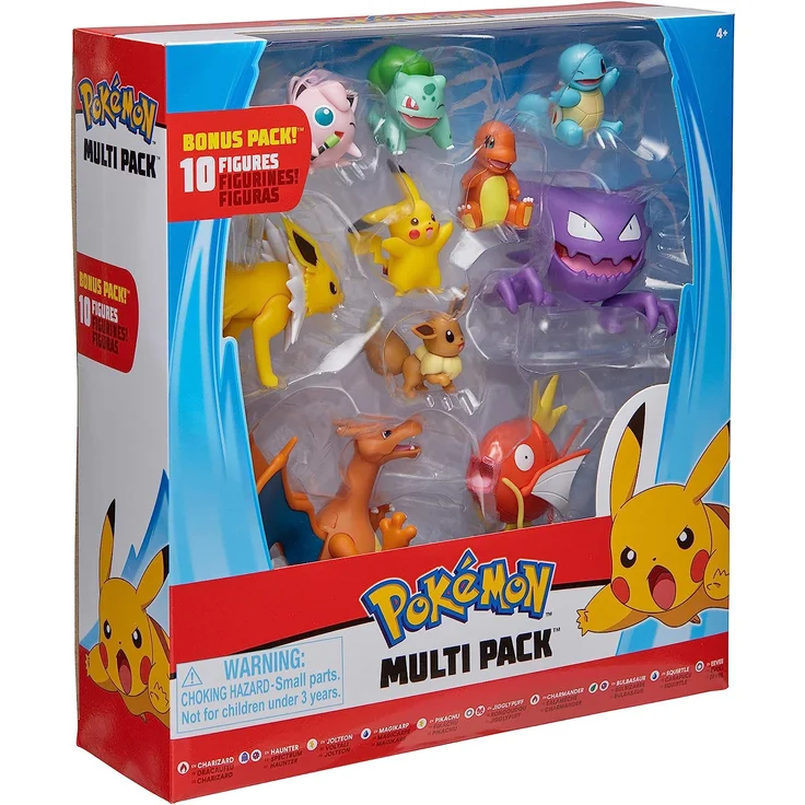 Pokémon Ultimative Deluxe Multi 10-Pack Figuren, Glurak, Karpador,Alpollo, Evoli,Glumanda, Schiggy,Pikachu,Bisasam,Pummeluff,Blitza,Offizielle Pokemon – Bild 5