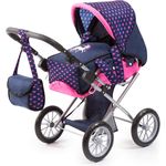Bayer Design 13654AA City Star in modernen Einhorn Design, Kombi Puppenwagen, mit herausnehmbarer Tragetasche und Umhängetasche, höhenverstellbar, für Puppen bis 46cm, blau rosa