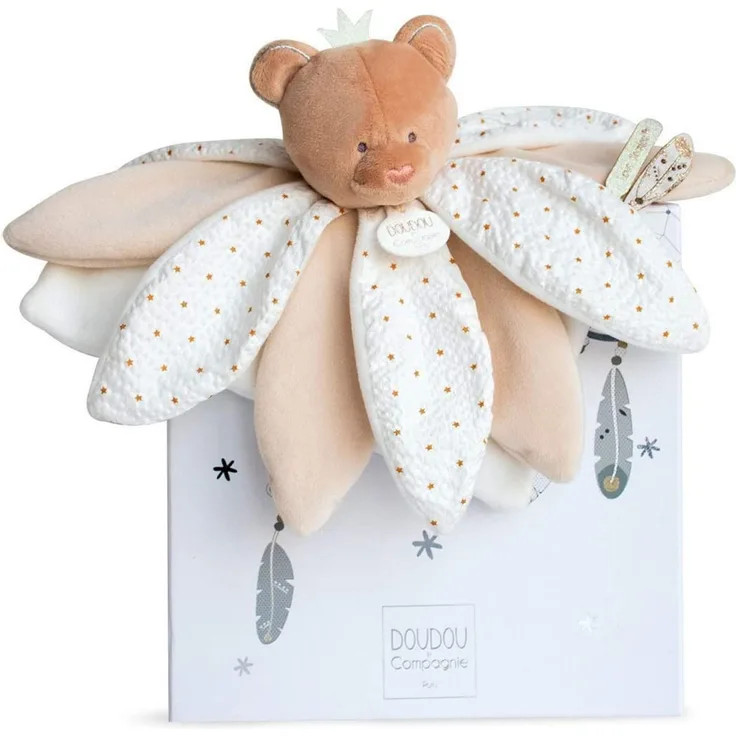 DOUDOU 23549 Traumfänger Bär Schmusetuch Blüte 26cm