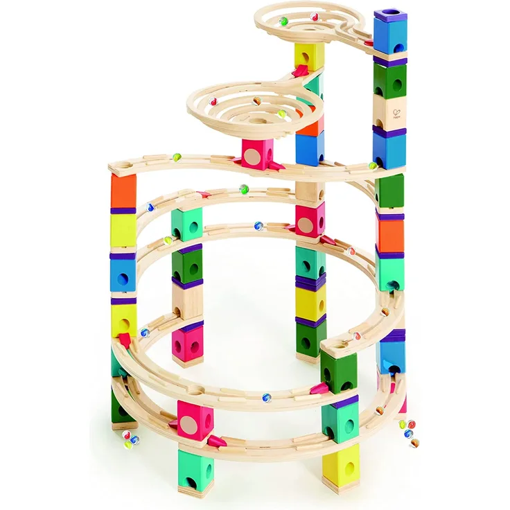 Hape E6008 - The Cyclone, Quadrilla Kugelbahn, Konstruktionsspielzeug, großes und vielfältiges Set, 198 teilig, aus Holz, ab 4 Jahren, mehrfarbig