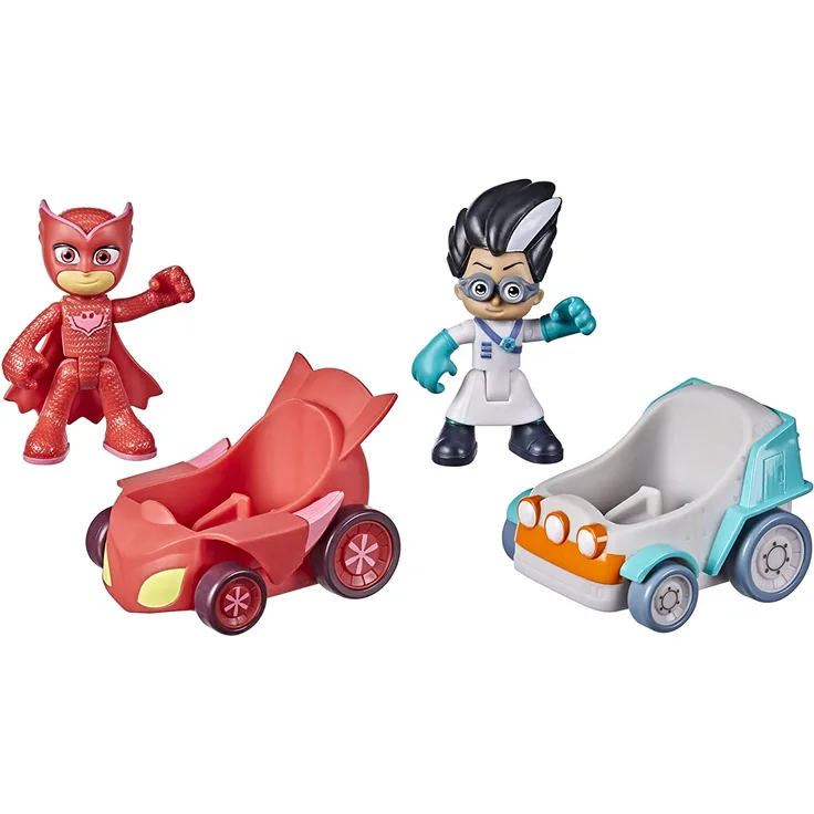 PJ Masks F2842 Owlette vs Romeo Battle-Pack Vorschulspielzeug, Fahrzeug und Action-Figurenset für Kinder ab 3 Jahren, Mehrfarbig