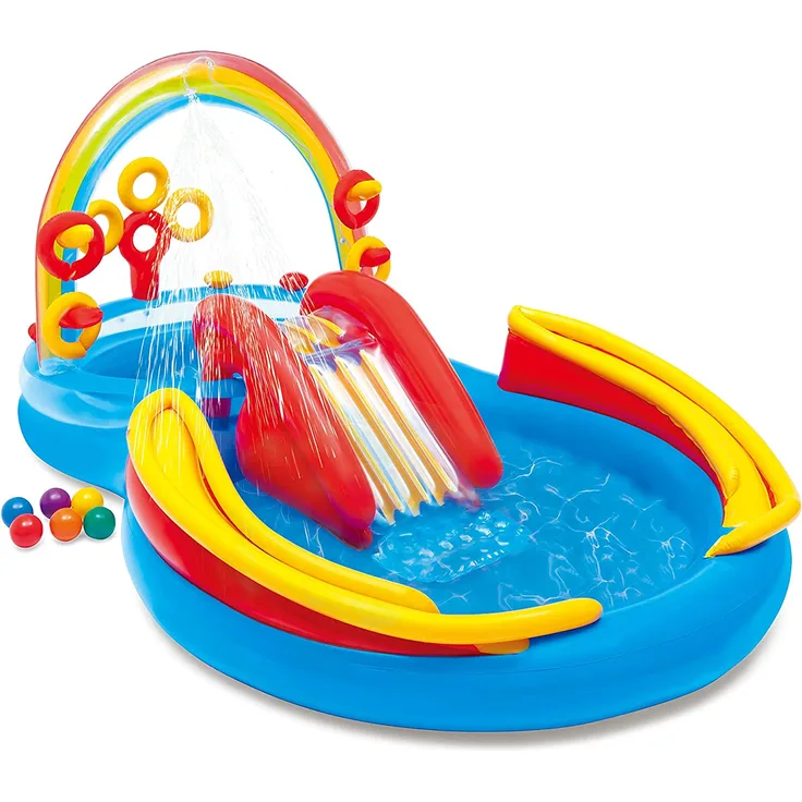 Intex Rainbow Ring Play Center - Kinder Aufstellpool - Planschbecken - 297 x 193 x 135 cm