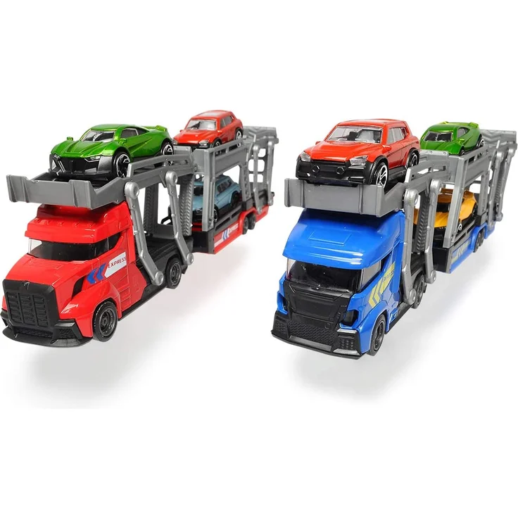 Dickie Toys Car Carrier, Autotransporter für 3 Autos, inkl. 3 Spielzeugautos, 2 verschiedene Ausführungen, Länge 28 cm, für Kinder ab 3 Jahren – Bild 3