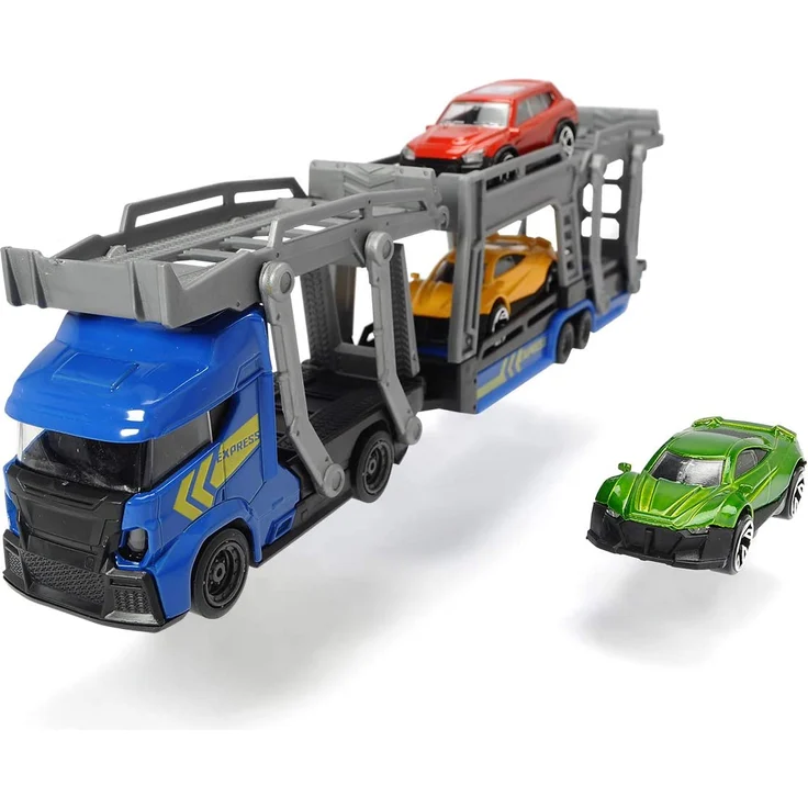Dickie Toys Car Carrier, Autotransporter für 3 Autos, inkl. 3 Spielzeugautos, 2 verschiedene Ausführungen, Länge 28 cm, für Kinder ab 3 Jahren – Bild 1