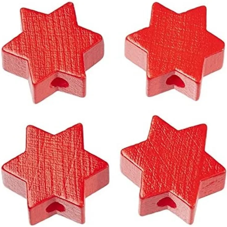 Schnulli-Stern 19,5 x 19,5 x 8 mm, DL 3 mm, rot, Btl. 4 St.